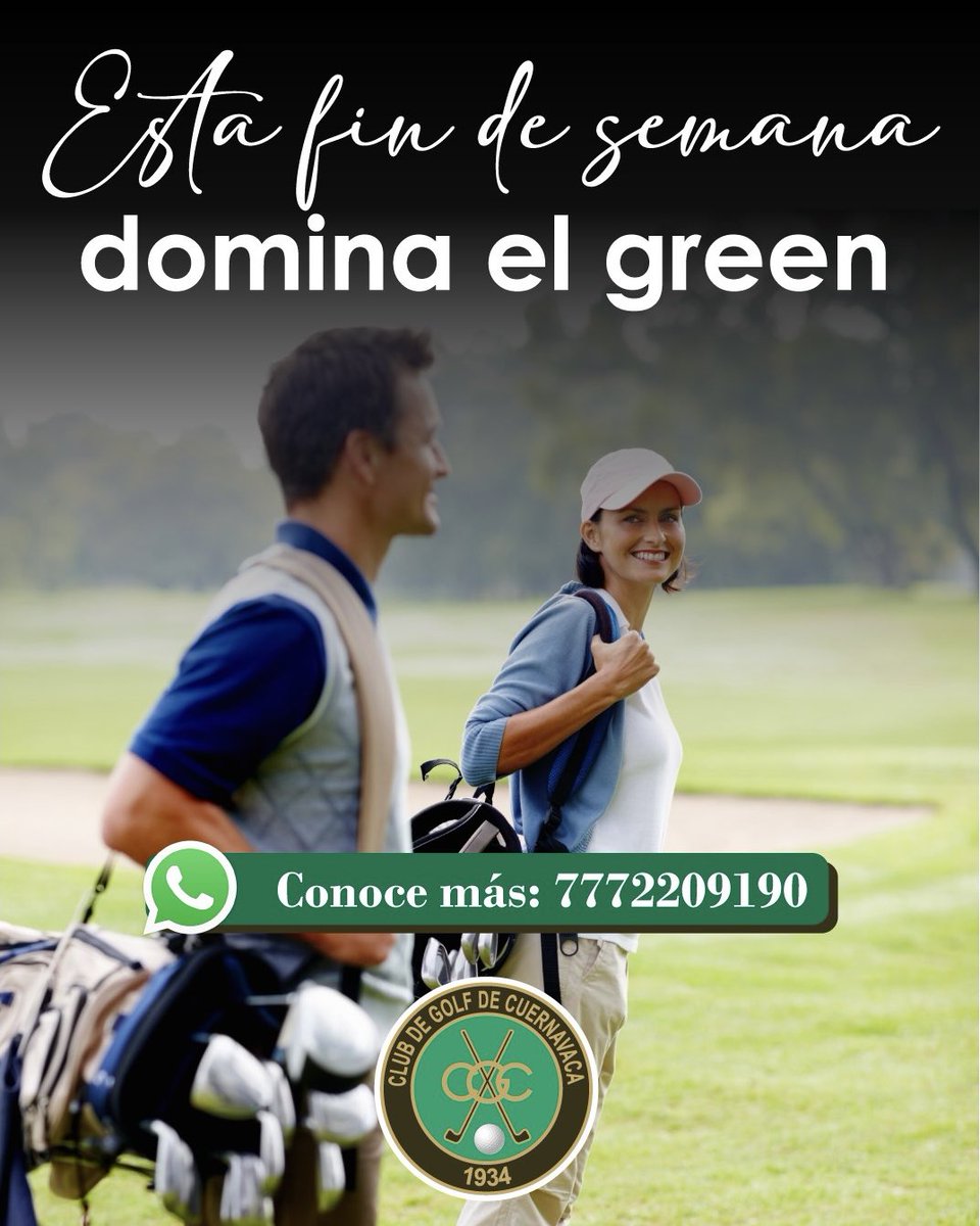 Fin de semana en el campo, swing en 100. Vive la experiencia golfista que mereces. 🏆

¡Mas información al: 7772209190!