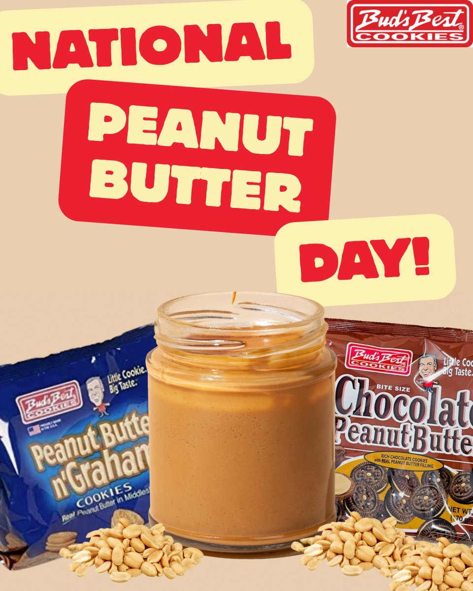 National Peanut Butter Day! 🥜 We’re celebrating the flavors that always hit the spot,  our classic Peanut Butter ’n Graham Cookies 🍪 and our rich Chocolate Peanut Butter Cremes. 🍫🥜 Buy them at bit.ly/4s9S4O4 #NationalPeanutButterDay