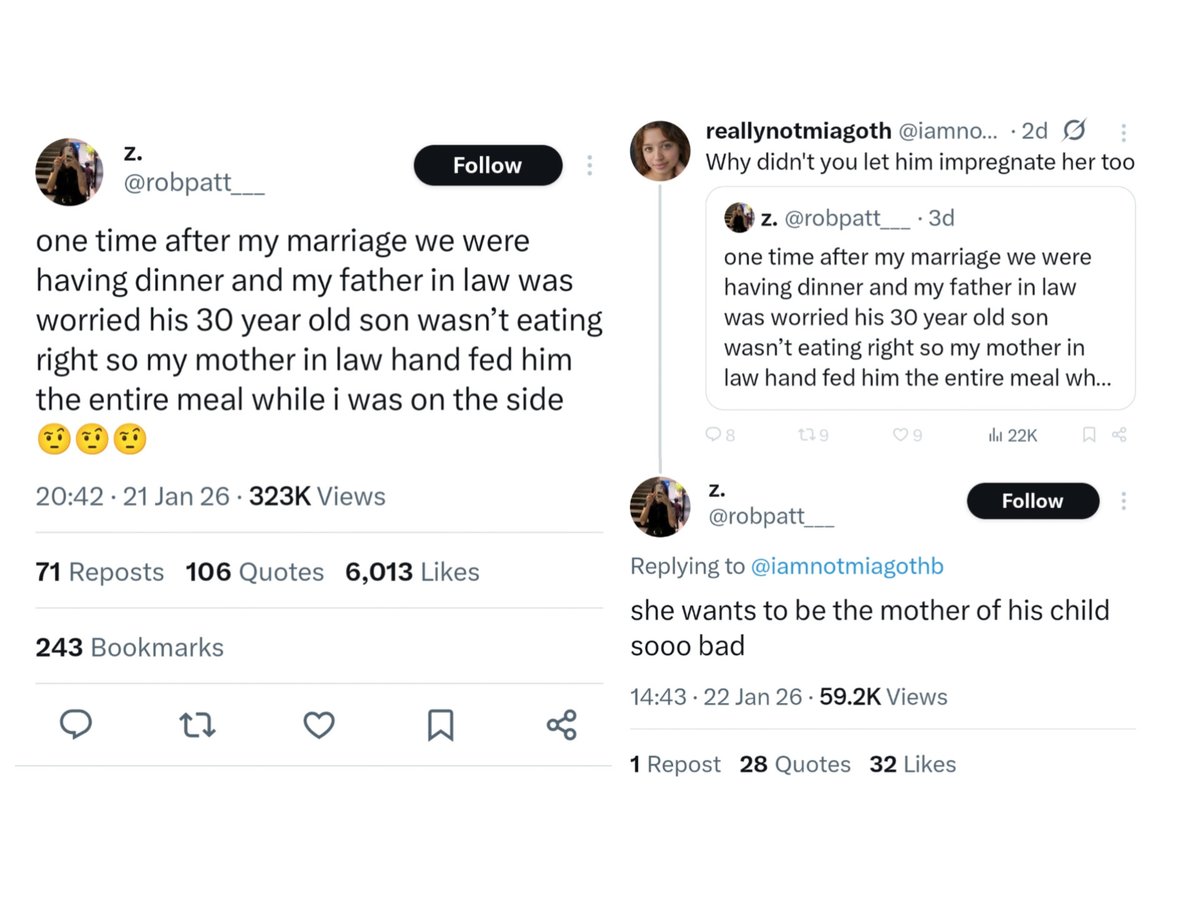 venom1s's tweet photo. Feminist girls are so miserable. A mother fed her son when he visited her.

Now many girls are crying. And his wife is saying that the mother wants to sleep with him.

These girls have gone crazy. https://t.co/YrG3vkB53o