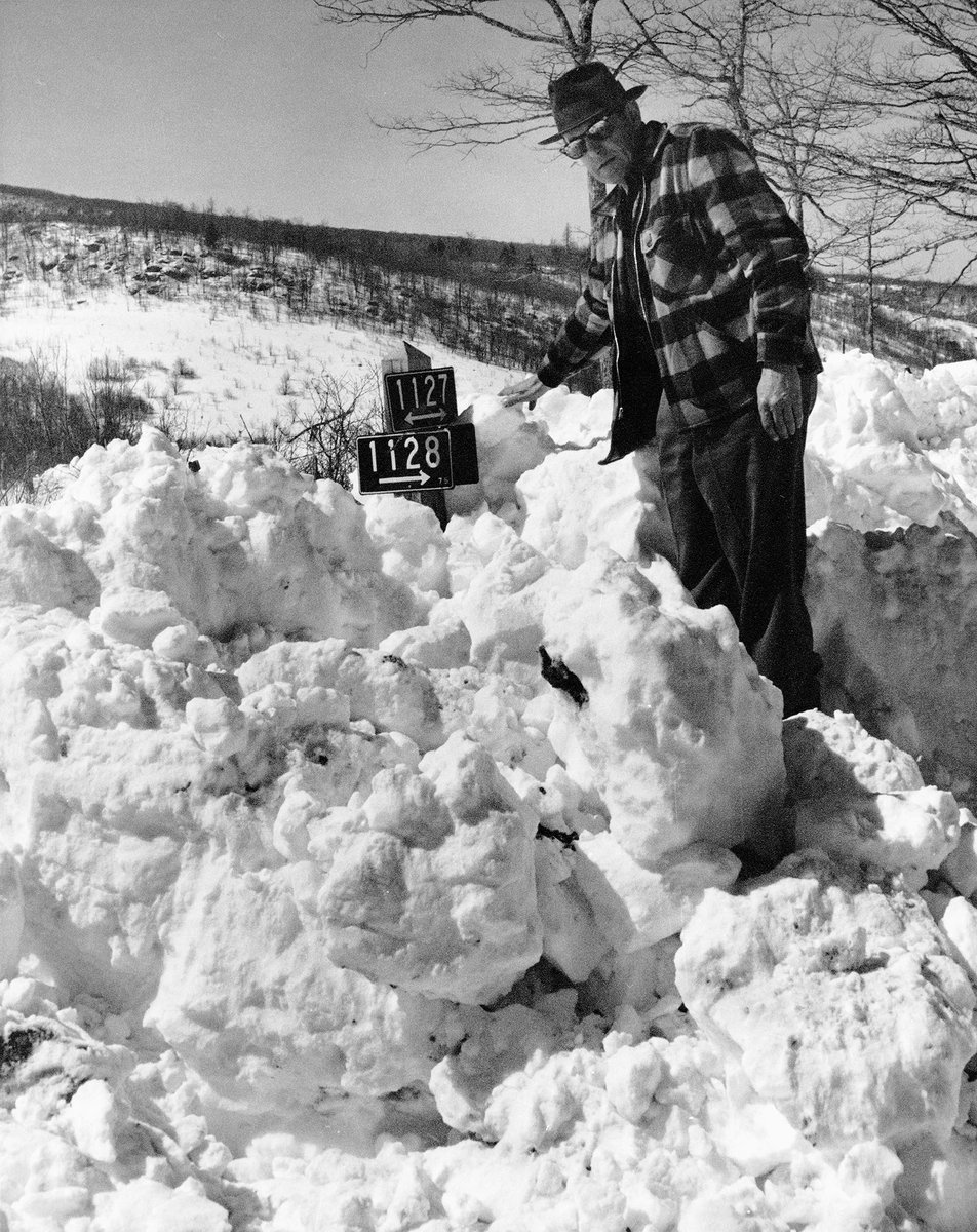 NCmuseumhistory's tweet image. In February and March of 1960, a series of storms hit western North Carolina. Boone recorded nearly seven feet of snow, and it was the coldest March on record in North Carolina at the time. These striking photos highlight the historic event.