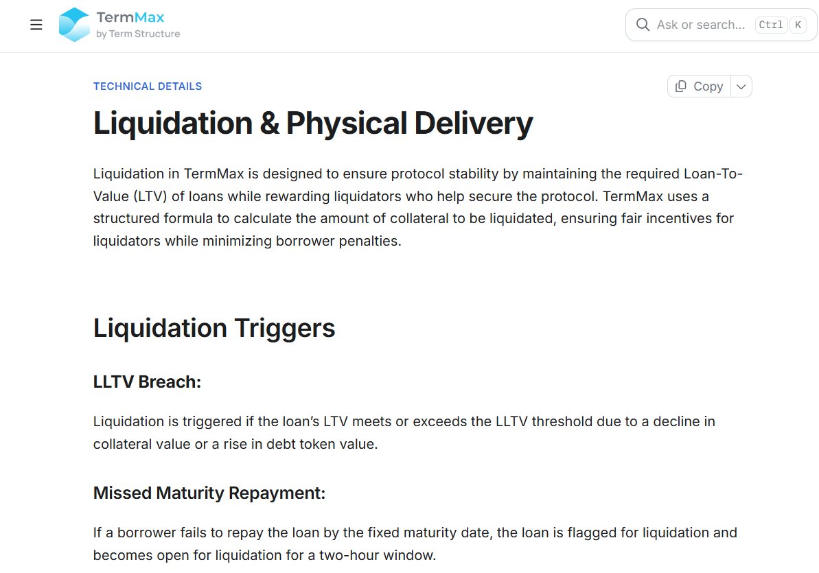 利率让你心动，处置决定你能不能活着结账我在@TermMaxFi Docs 里最看重的不是收益，是Physical Delivery。  这次我不想从市场讲起，也不想从机会讲起。我想从一句更现实的话开始，真正让人疲惫的，不是波动，是不确定的结局。  我们熬夜、算策略、做内容、跑交互，其实都在 ...