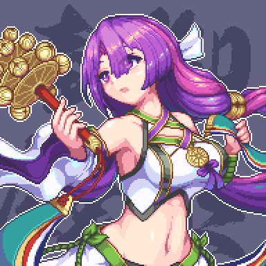 RT @tsuki_kawa: 遊戯王OCGより 《御巫奉サナキ》 #ドット絵 #pixelart