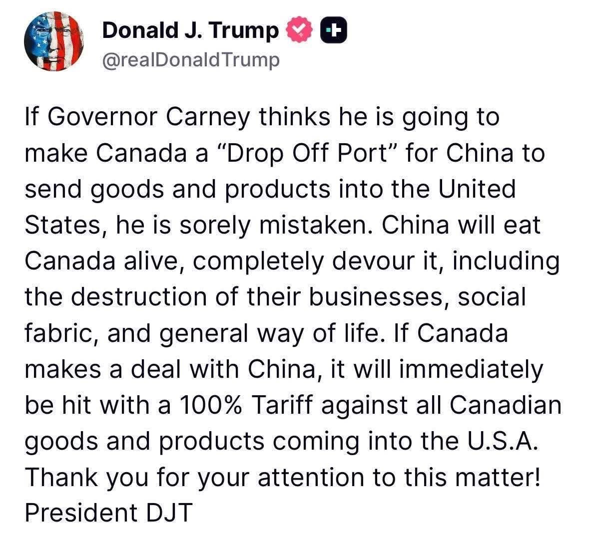 NadineGNess's tweet image. Normally I would be against this kind of pressure but considering Carney’s recent remarks about the New World Order and his recent move to try and make China our greatest ally, I’m all for this kind of pressure. If we have to chose between China controlling us or Canada becoming…