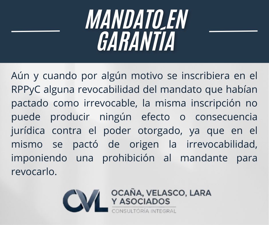 LicGerardoLara's tweet photo. Contrato de mandato en garantía o también llamado poder para actos de dominio con carácter de irrevocable. 

El Contrato de Mandato lo podemos utilizar como garantía… https://t.co/phj1ttXBG4