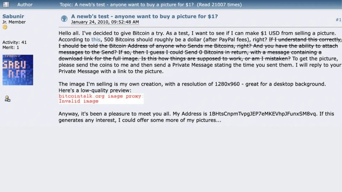 🔥 THROWBACK: 16 YEARS AGO TODAY, SOMEONE OFFERED TO SELL DIGITAL ART FOR  500 $BTC WORTH $1 AT THE TIME. WAS THIS THE FIRST NFT? #NFT #CryptoHistory # Bitcoin #DigitalArt #CryptoNews