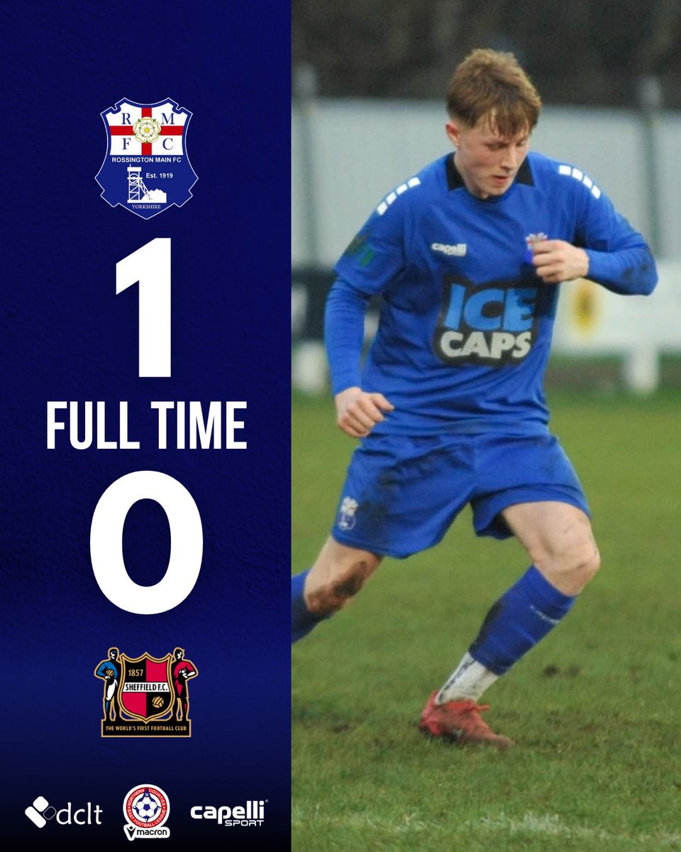 𝗙𝗨𝗟𝗟 𝗧𝗜𝗠𝗘 ⏹️ | An early goal from Leon Howarth means Rosso take 3 points at home against Sheffield FC.

🔵 1 - 0 🔴⚫️