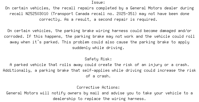 CanadianRecalls's tweet image. Safety Recall for 2024 CHEVROLET BLAZER EV Brakes. Approx. 45 units affected.