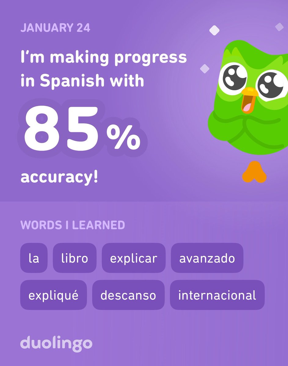 Ray_2smooth's tweet photo. I’m learning Spanish on Duolingo! It’s free, fun, and effective. https://t.co/DYaNAYKJJh