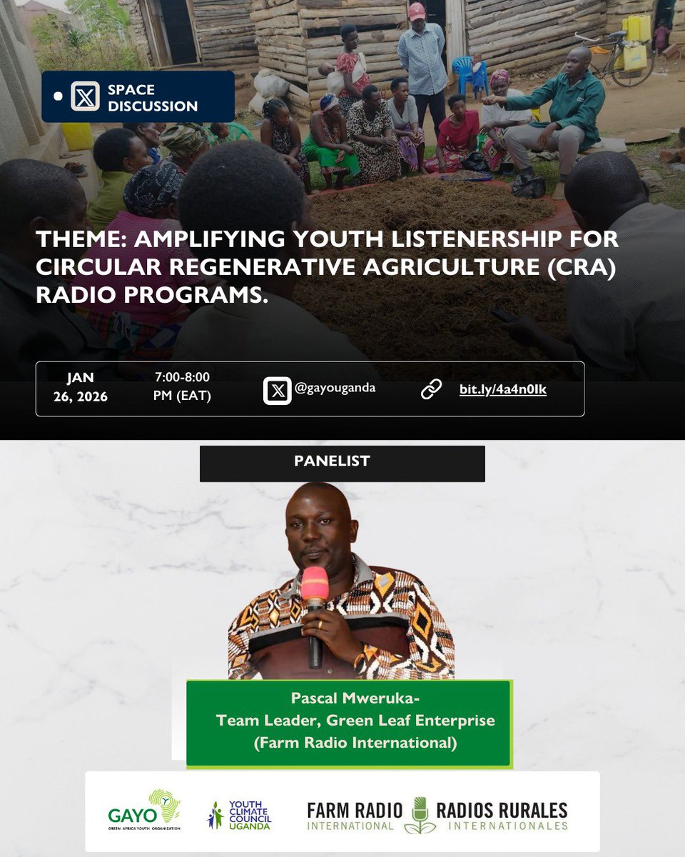 GayoUganda's tweet photo. Meet the panelists joining our upcoming X Space on Amplifying Youth Listenership for #CRA Radio Programs.

They will share insights on youth engagement and how radio can remain relevant to young audiences.

📅 26 Jan | 7:00–8:00 PM (EAT)

Set reminder:
https://t.co/TUuW1Dy9GU https://t.co/PYkkDciq1A