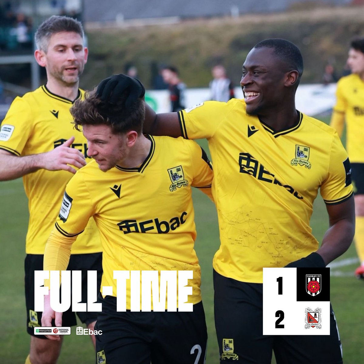 ⏰ 𝗙𝗨𝗟𝗟 𝗧𝗜𝗠𝗘

The Quakers WIN at Chorley. Superb stuff by the lads! Thanks for your support this afternoon.

#WeAreDarlo⚫️⚪️