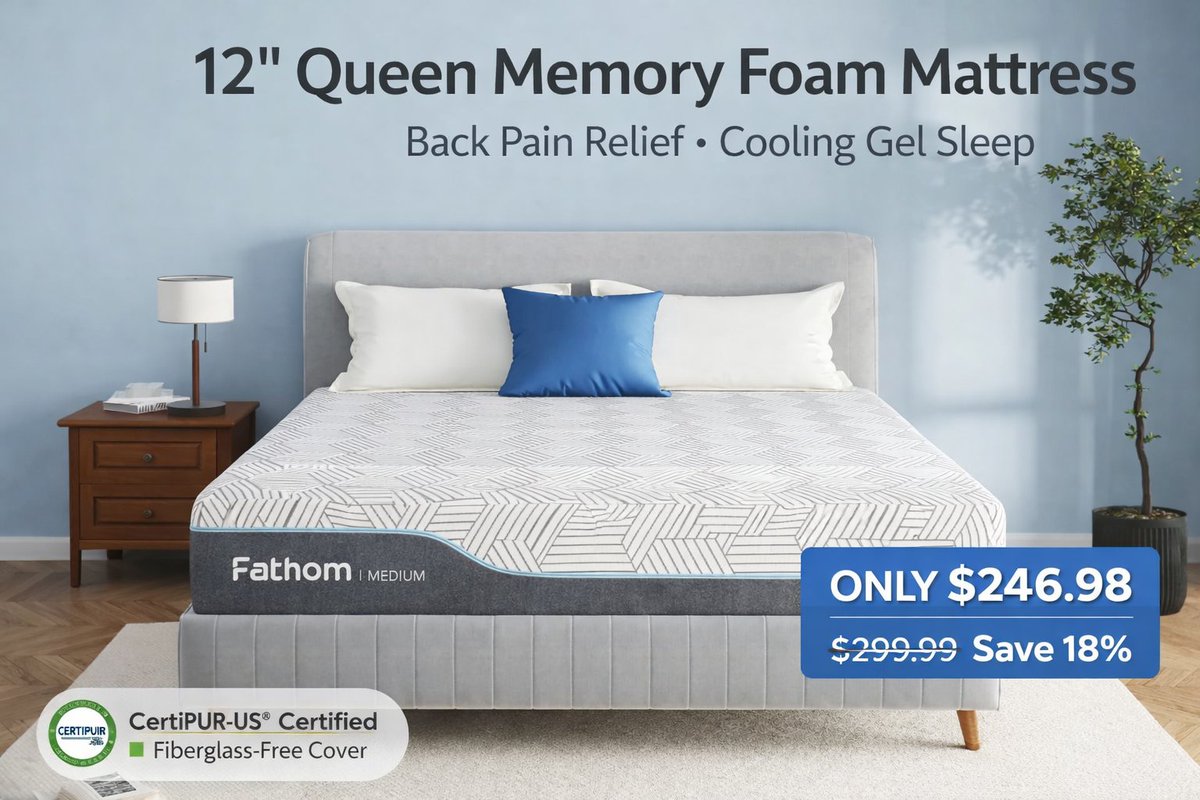 Tired of waking up sore? 😴

This 12” Medium Queen Memory Foam Mattress delivers:
🛌 Back pain relief
❄️ Cooling gel comfort
🌿 Fiberglass-free safety
🔥 Only $246.98 (Save $53!)
👉 Sleep better tonight — tap to shop
amzn.to/4rbIOrm