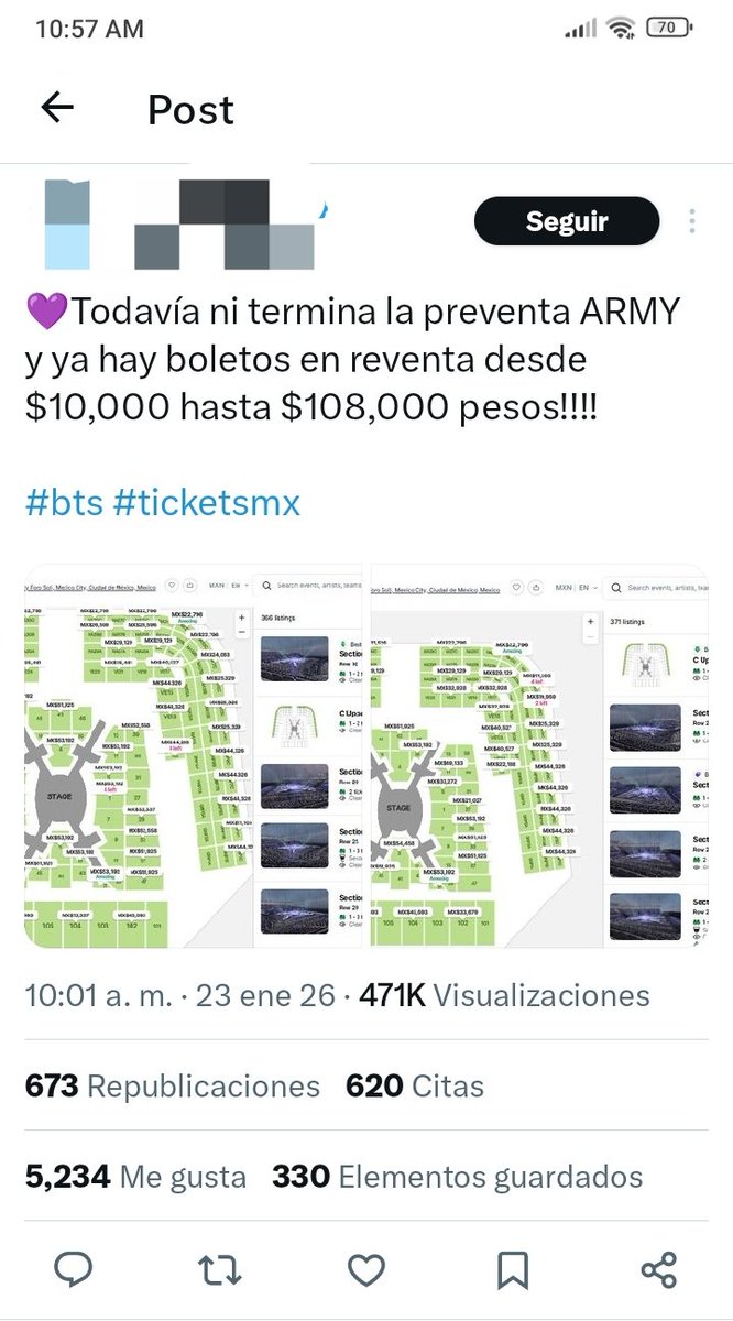 croxclowm's tweet photo. Esta misma cuenta dice no ser revendedor y que no compremos en reventa, pero comparte la página de Viagogo ¿Y que es esa página? Exacto, revendedores. Son unos hipócritas con doble moral.
#StopReventa #BTS_WORLDTOUR_MEXICOCITY https://t.co/zp0Ff4cXJT