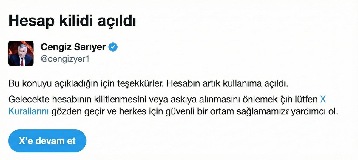 Dostlar, X hesabıma yoğun saldırı var… Hem FETÖCÜLER hem de Eko’nun maaşlı trolleri…

Erişim engelleri ve kısıtlamalarla karşılaşıyorum. Bu durumu aşmak için yardımınıza ihtiyacım var.

Beğeni, RT ve yorum ile destek olmanızı rica ediyorum.🇹🇷🇹🇷🇹🇷