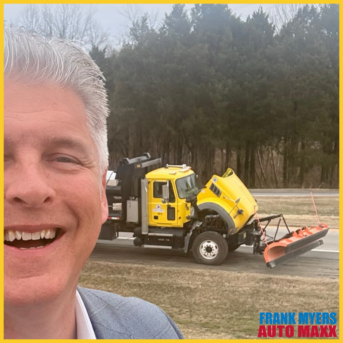 This winter storm has everyone working overtime… especially the folks keeping our roads safe. ❄️

Spotted a salt truck out front at #FrankMyersAuto with the hood up. Even the trucks that save the day need help sometimes.

Big thanks to all the road crews out there. 🙌
