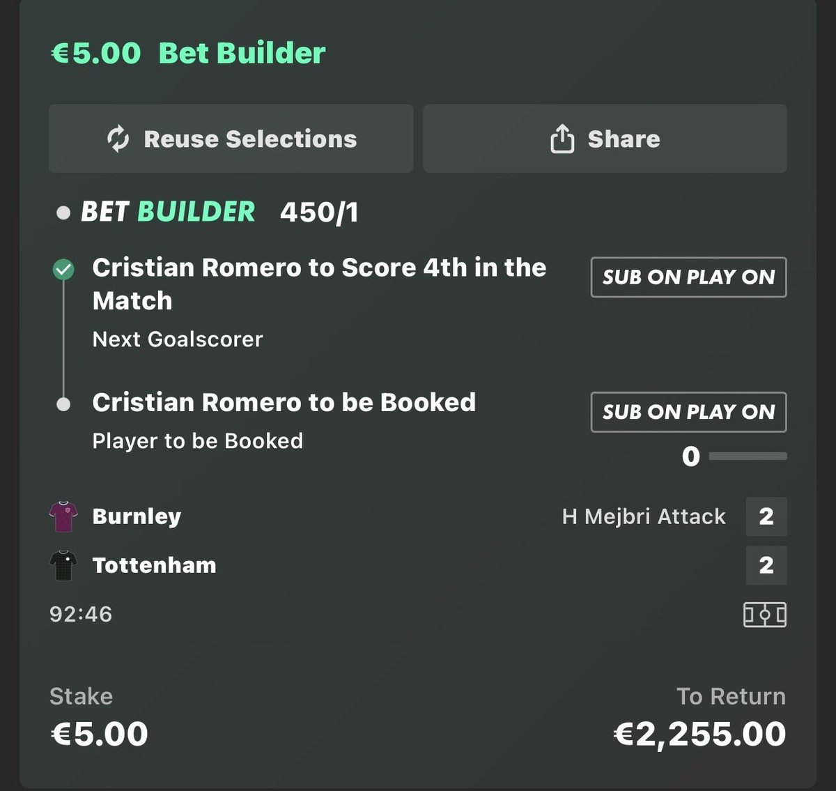 Cheers Cristian didn’t fancy the two grand anyway