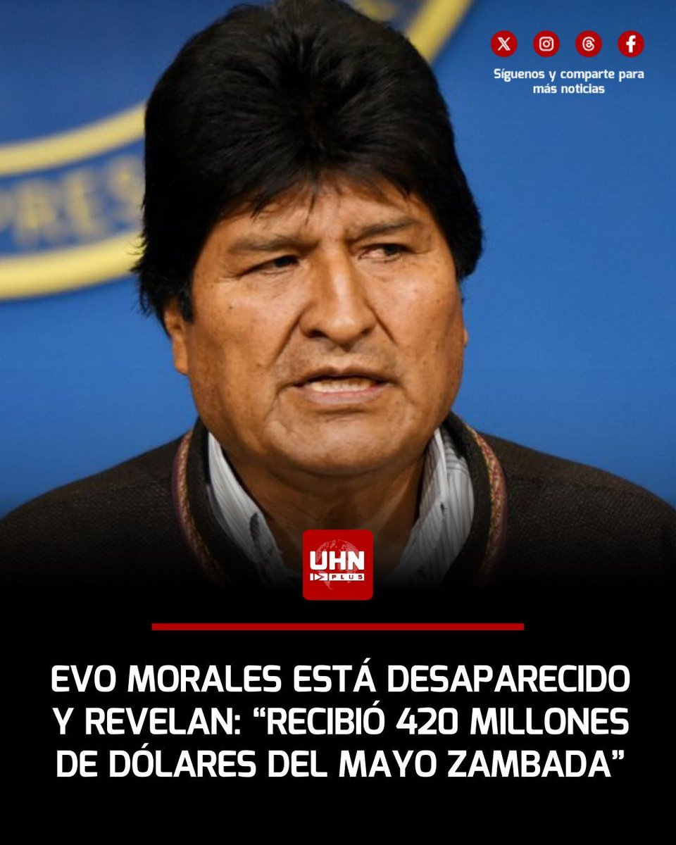 🇧🇴‼️ | Evo Morales lleva días desaparecido y nadie sabe su paradero: algunos creen que escapó de Bolivia. Sin embargo, lo más relevante es que el medio digital español Castillón Confidencial, reveló que Evo Morales recibió 420 millones de dólares del Cartel de Sinaloa. La cifra