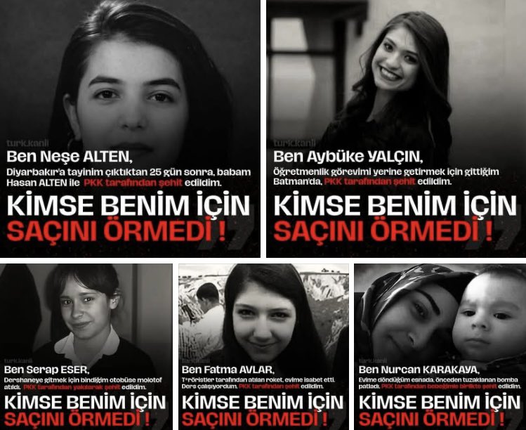 TCAyla35's tweet image. Son günlerde öldürülen kadın PKK'lı teröristler için ünlüsü, ünsüzü ne kadar bölücü varsa saç Örme yarışına girdiler.
Türk Milleti’nin onur abidesi kadınları şehit edilirken tepki göstermeyen ÜNLÜLER, bugün Türk kadınını şehit edenler için yas tutuyor ve destek veriyor. 
Serap,