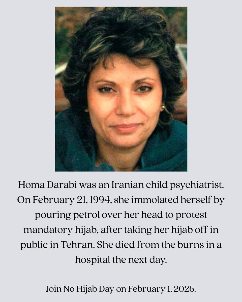 JOIN US FOR NO HIJAB DAY ON FEB 1st 

To support this global movement for women in #Iran and across the world fighting for their freedom, grab all your friends and join #NoHijabDay protests happening in your city! Don’t see your city listed? Lead the resistance against religious