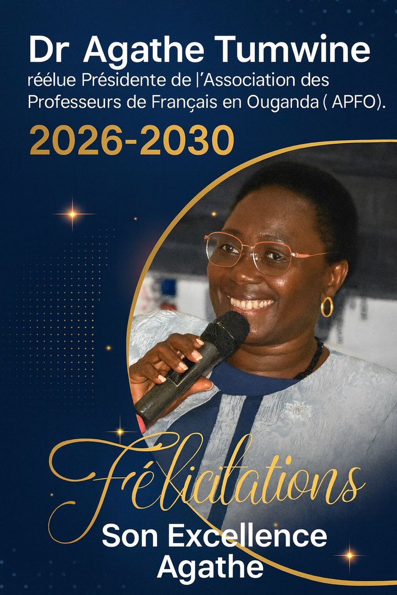 AsimoniZach's tweet photo. Félicitations chère Dr Agathe Tumwine pour votre réélection à la tête de l'association des professeurs de français en Ouganda APFO !
C'est une méritocratie✨ https://t.co/qSiMHubb3F