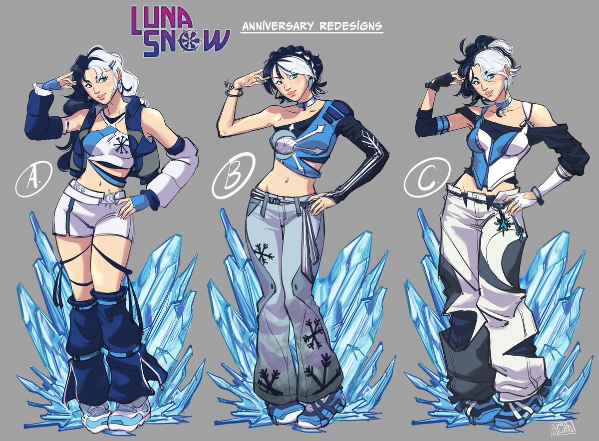 dumbdelvon's tweet image. Luna Snow anniversary redesigns! Which one is your favorite?