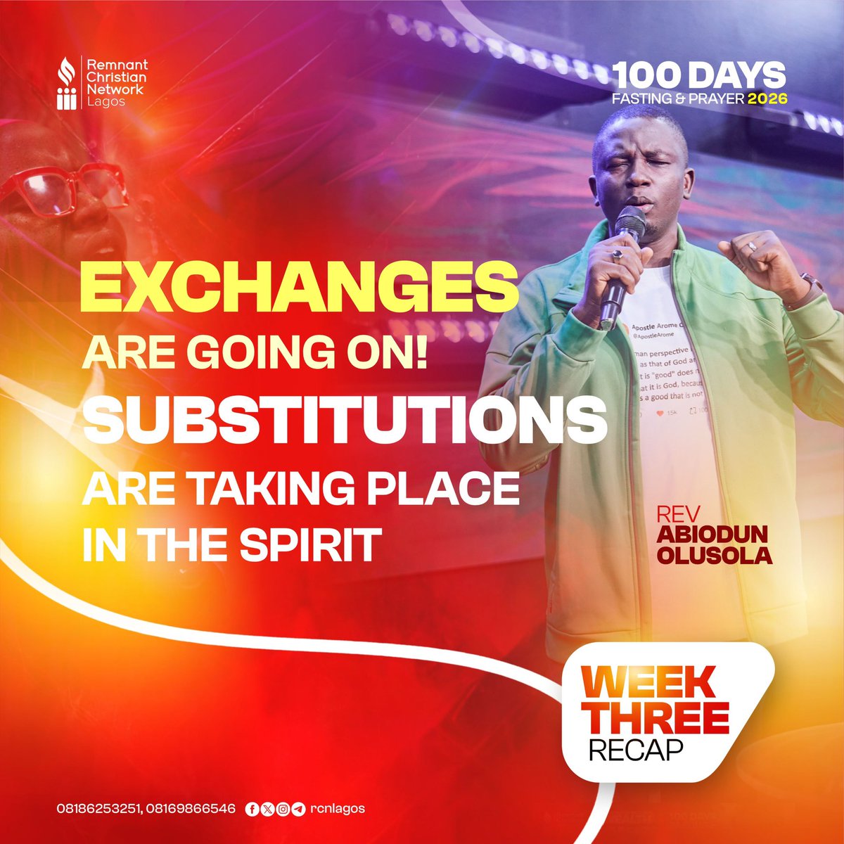 RCNLagos's tweet photo. "The trophy of this 100-day fast is not that you fasted, but that you met with God."
Week 3 was more than a charge; it was a call to seek His face. Dive into the summary & find full messages on TG/YT @rcnlagos.
#RCNLagos #wealthandwarfare #CBS #100daysfast https://t.co/ebvdr98AOb