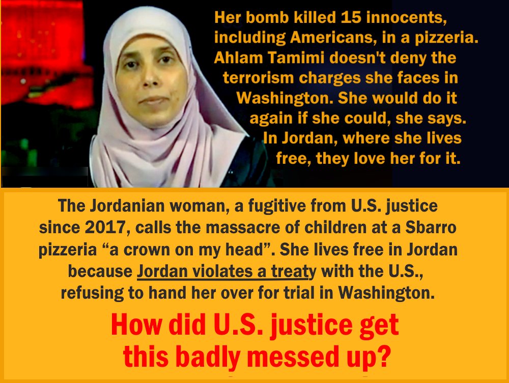 arnoldroth's tweet photo. Imagine if #MalkiRoth, an American child murdered at 15, were your child. How would you feel about the illicit, years-long freedom of her killer, #AhlamTamimi, harbored by Jordan in violation of the treaty?
Is this how US justice works today? Please sign https://t.co/wsESD3UMfy https://t.co/EIWpXOaS8m