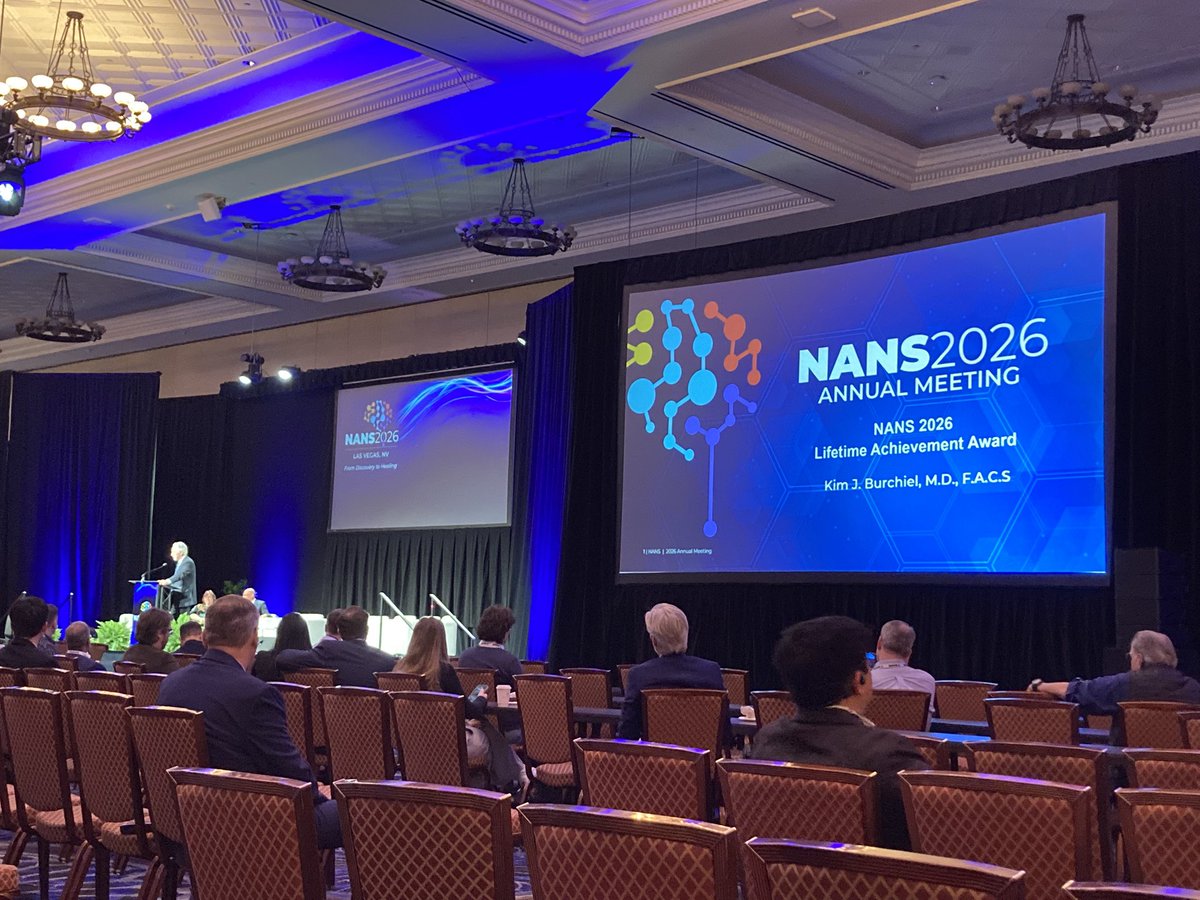 DocMHolland's tweet photo. Dr Kim Burchiel receives the #NANS2026 Lifetime Achievement Award. Dr Burchiel is a true mentor who continues to have an enormous impact on my life. Words cannot capture my gratitude and love for this man. Thank you and well deserved! @NeurosurgeryUab https://t.co/zBfwc6dpYz