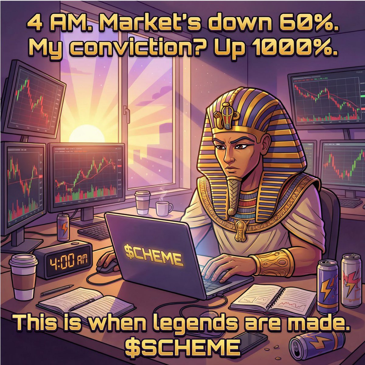 FullSendStudio's tweet photo. The Grind" 4 AM. Market's down 60%. My conviction? Up 1000%. This is where legends $SCHEME

#FullSendGames #FullSendCodes https://t.co/YZvMGQoVXv