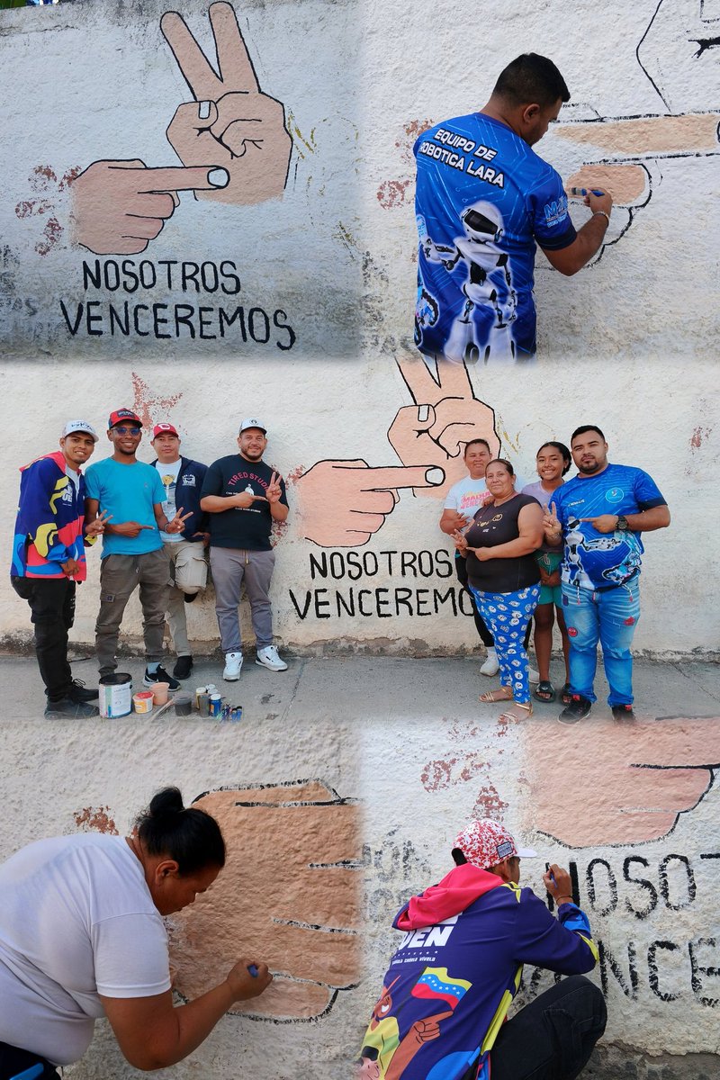 Infocentrolara1's tweet photo. #EnFotos Desde el circuito Comunal los libertadores ubicada en la comunidad San José Obrero elaboró un Mural en apoyo a nuestro Presidente Constitucional @NicolasMaduro y a la Primera dama @ConCiliaFlores  con la señal #NosotrosVenceremos https://t.co/NlE8e72IMr