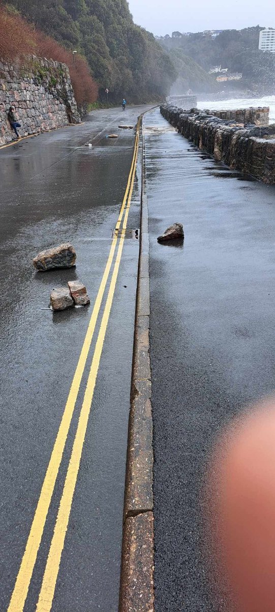 poppa1138's tweet photo. #stormingrid damage to the old  Teignmouth pier  and Meadfoot wall,  a right battering last night, rail travel severely disrupted. #Devon #weather https://t.co/AWt8SDxfcN