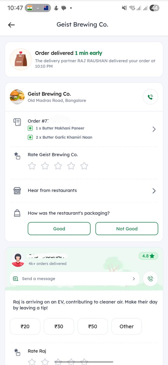 avnisharma0103's tweet photo. @drinkgeist @zomato ordered veg food from the restaurant and got non veg food delivered to a vegetarian. Very pathetic service by the restaurant. https://t.co/6vpKKYsFuG