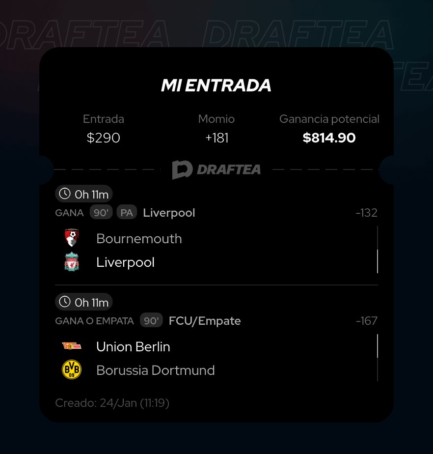 Lo prometido es deuda ‼️

Derecha + Double double + Parlay de fut 🤤😮‍💨

Vamooo