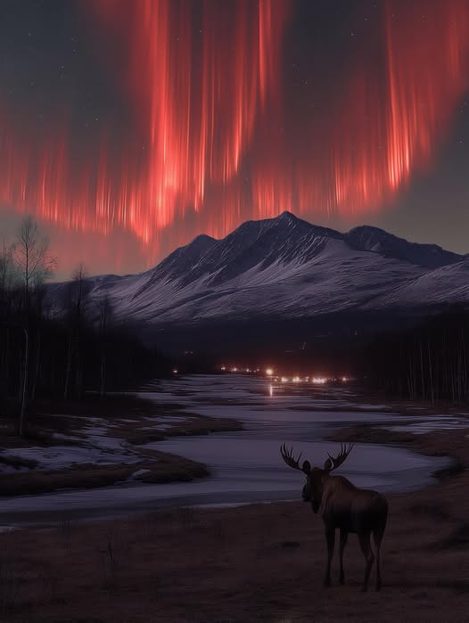 NightSkyToday's tweet photo. A red aurora is amazing 😲😍 

📍 Denali National Park, Alaska 🇺🇸 https://t.co/lxzzWAIXPH