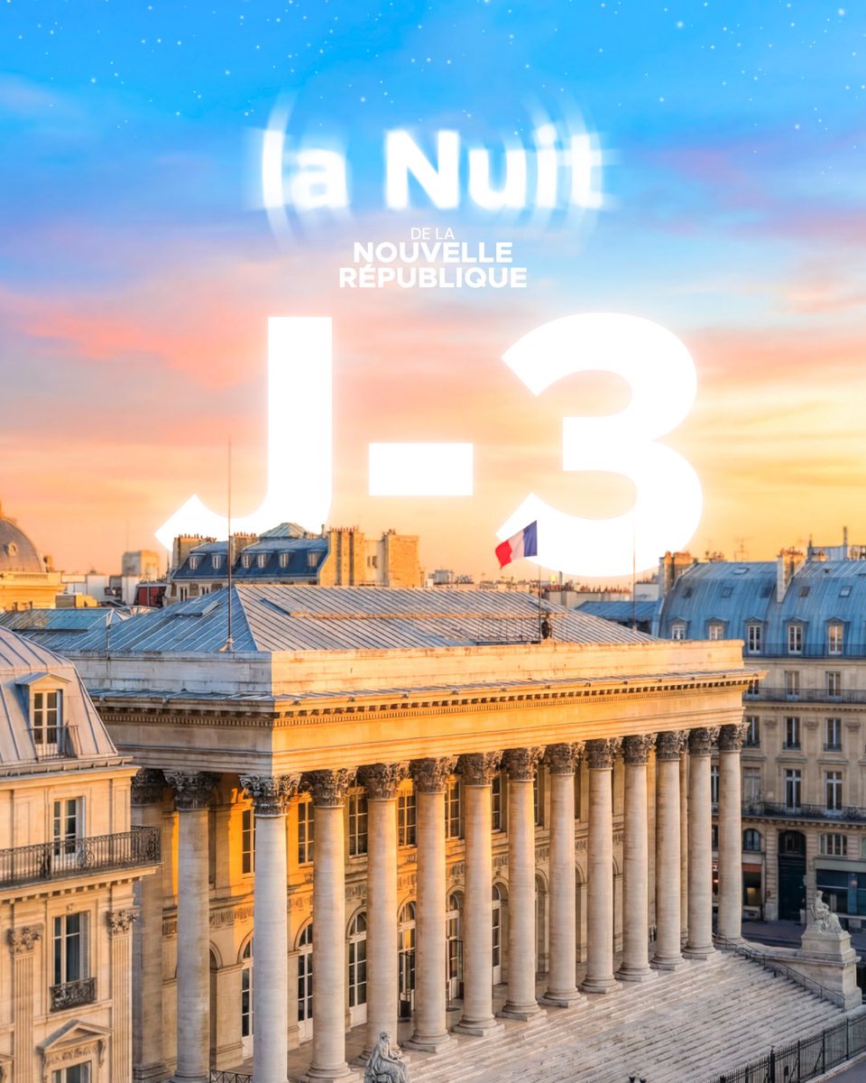J-3. ⏳

La scène est prête. Le casting est complet. Mardi, la Nuit de la Nouvelle République investit le Palais Brongniart.

On va parler vrai. On va parler fort. Ne manquez pas le coup d’envoi.

À suivre mardi à partir de 18h sur les réseaux sociaux de Renaissance. 💻