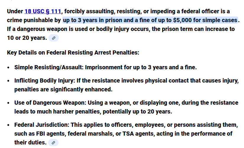 RibGoneRogue's tweet image. The federal penalty for resisting arrest is not death.