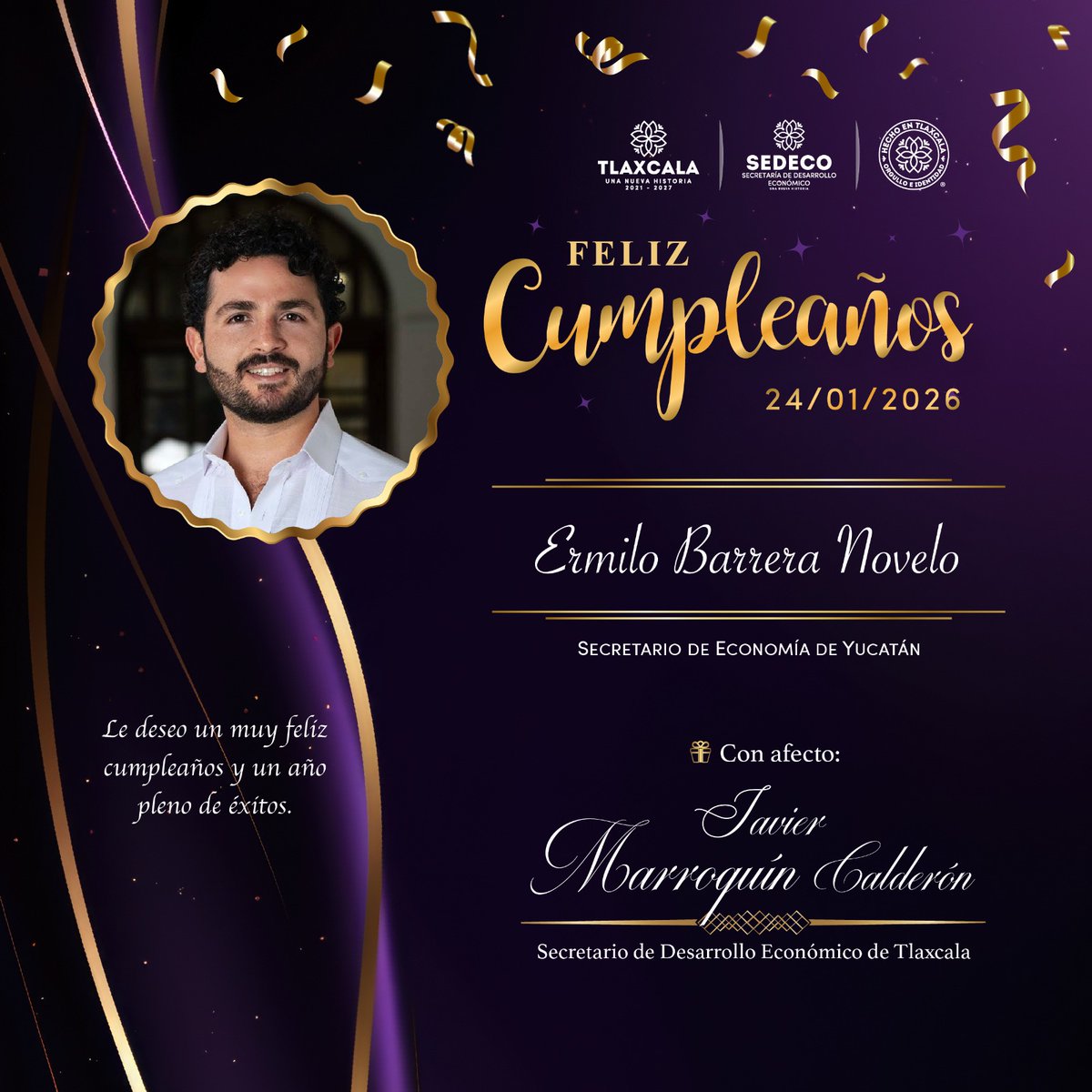 ¡Muchísimas Felicidades, Secretario!  Economía de #Yucatan, Milo Barrera 🎉🍰  

#Cumpleaños #AMSDE #SecretariosEconomía #Yucatan