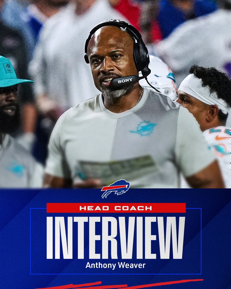 BuffaloBills's tweet image. We have completed an interview with Anthony Weaver for our head coaching position.

📰: bufbills.co/CoachingTracker