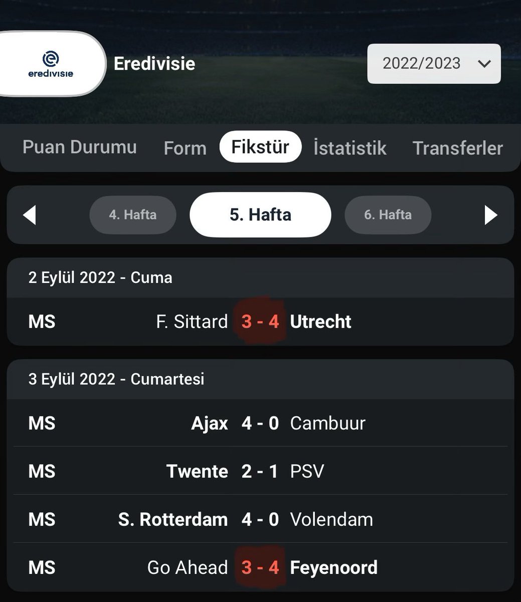 matrixiddaa's tweet image. 🇳🇱 | Eredivisie’da 22/23 sezonu 5. hafta çift 3-4 skor çıkıyor. 1 hafta sonra Cumartesi 22:00 maçı olan Excelsior - Emmen maçı 2/1 oluyor.

Hollanda’da geçen hafta çift 3-4 skor çıktı. Bu hafta; PSV Cumartesi 22:00 maçı, Excelsior ise geçmişte payını alan takım.

Bu iki maça…