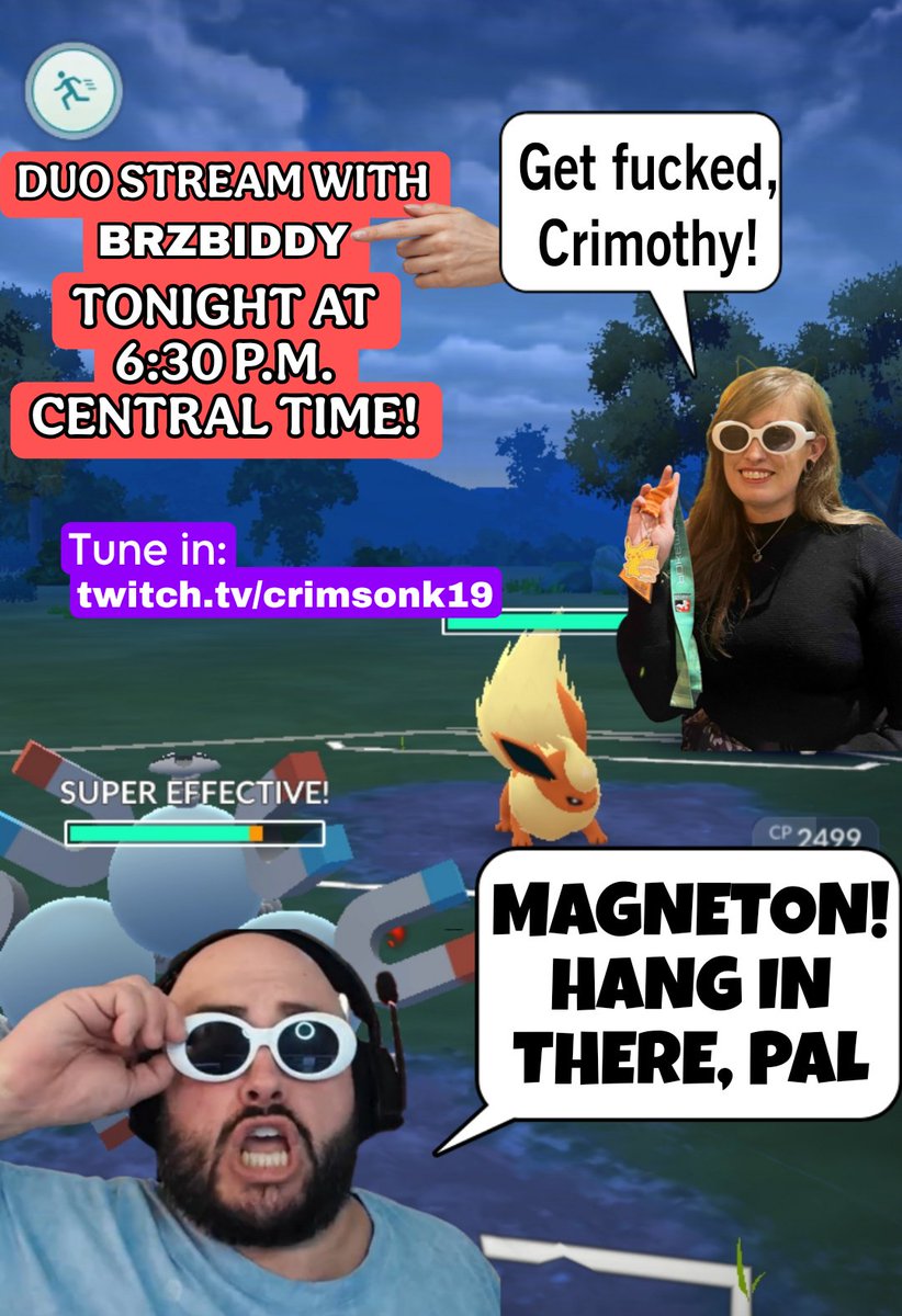 Be there tonight for mine and <a href="/brzbiddy/">brzbiddy ♡</a>'s duo stream tonight on Twitch! It's going to be a great time 😆 

She's bringing enough wings... for one... 🥺🍗 #PokemonGO