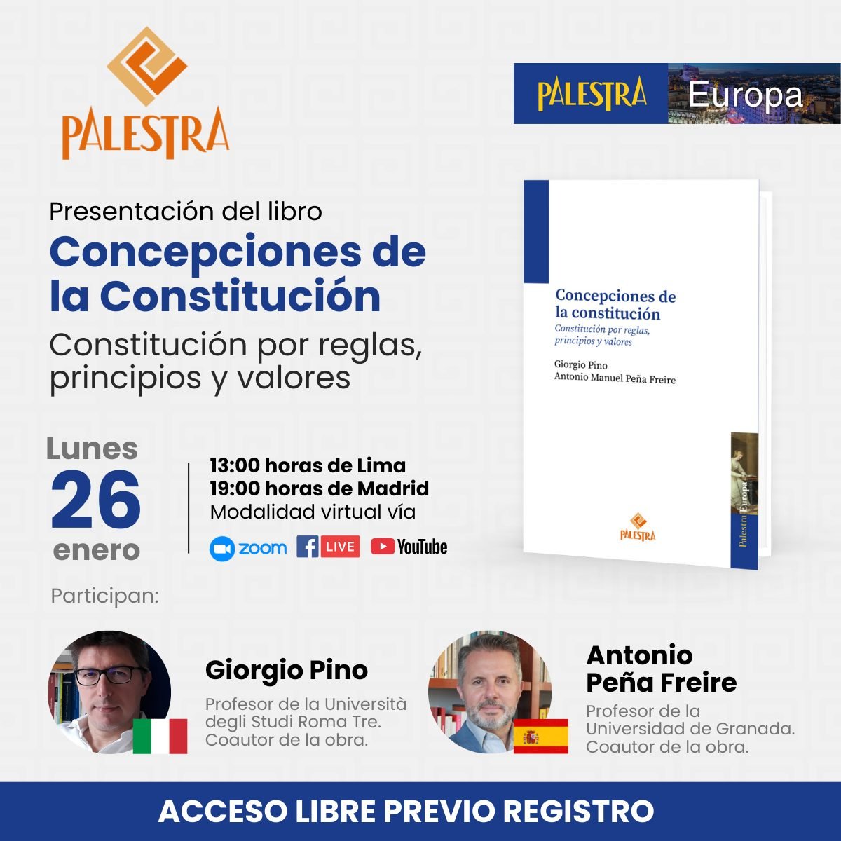 apfner's tweet image. El próximo lunes presentaré este libro publicado en Palestra junto a su otro autor, Giorgio Pino. Les espero para hablar de principios y reglas y de las diversas concepciones de la constitución. Giorgio Pino y yo analizaremos el papel de los principios y los valores, y sus…