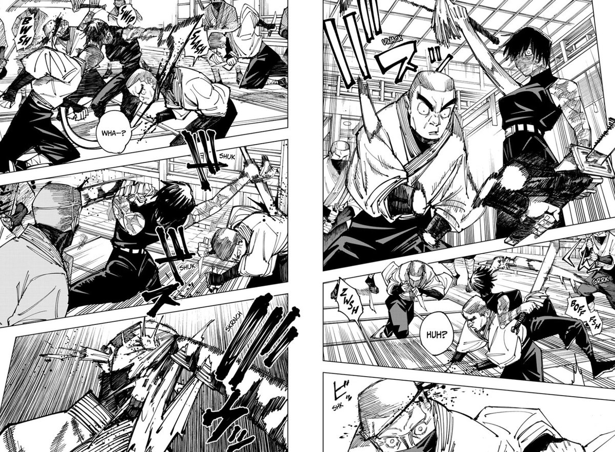 Pr1nceLuke's tweet photo. They were quite literally motionless goons in the manga who put up zero resistance. THATS THE FUCKING POINT!!!!!! You idiots dont read the fucking source material and cant look past the surface level https://t.co/oTJRc7EDwH