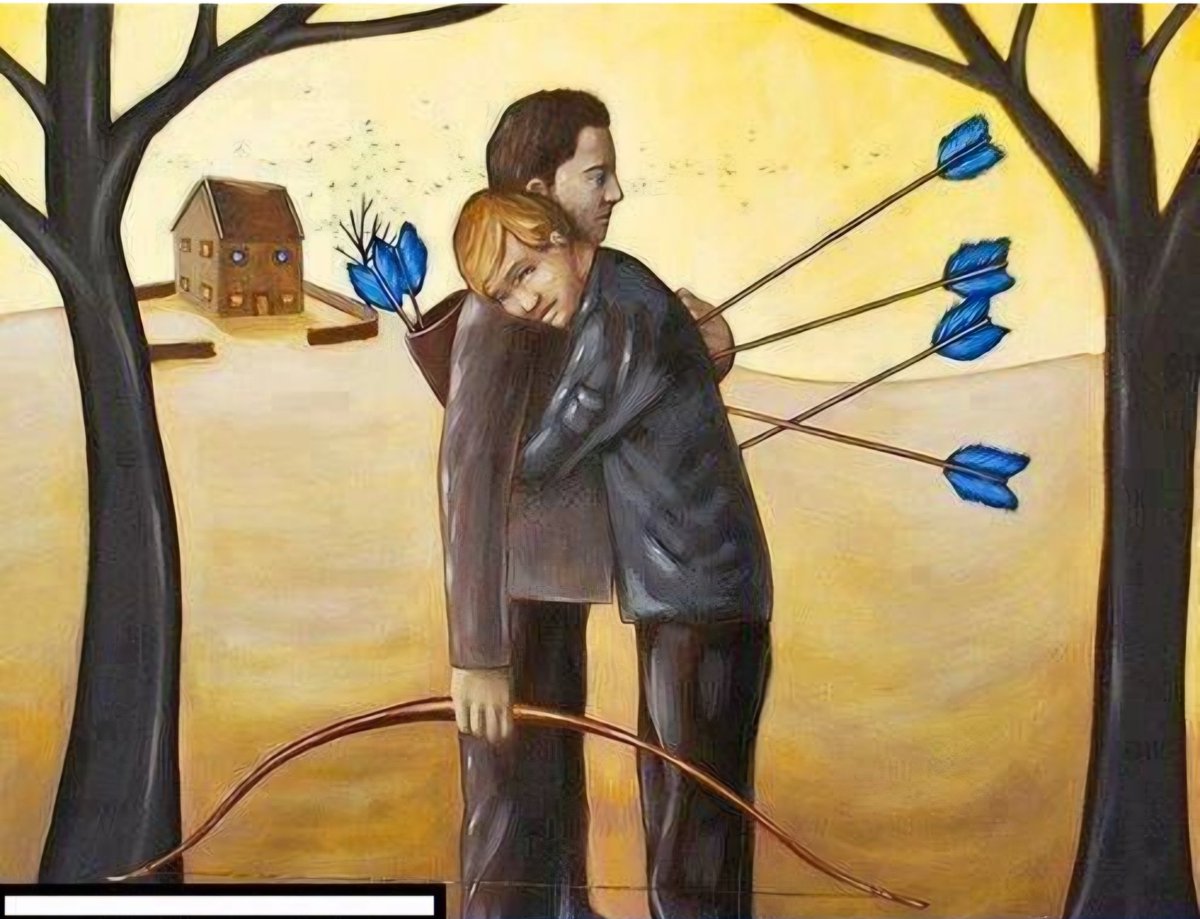 يتعانقان وكلُّ جرحٍ يشهدُ
أن الخيانةَ من قريبٍ أفسدُ

ما هالني السهمُ الغريبُ مفاجئًا
سهمٌ بموضعِ مأمنٍ لا يسعدُ

دعني أموتُ على جبينكَ خاضعا
حتى على قتلي يمينكَ تحمدُ

احفرْ لنا قبرا يليقُ بعهدنا
إن كانَ بينَ الناسِ شيءٌ يعهدُ