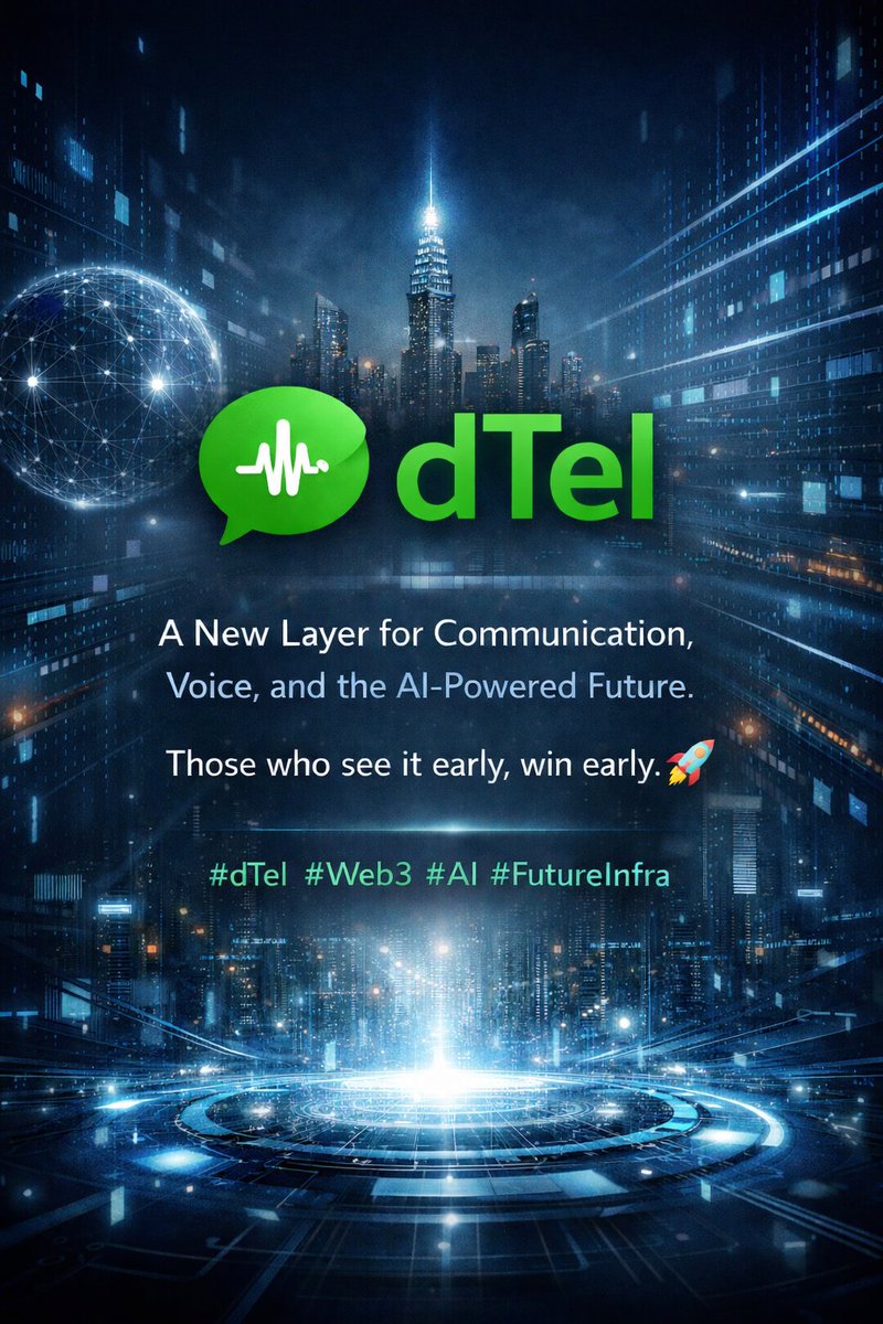 HimatB32215's tweet photo. dTel isn’t just another project.
It’s a new layer for communication, voice, and the AI-powered future.
Those who see it early, win early. 🚀
#dTel #Web3 #AI #FutureInfra @dtelecom @Frogy_LIVE @dMeetApp
https://t.co/e627s2t70E
https://t.co/Pq1M2DYamF
https://t.co/t5ZUVhN2my https://t.co/hm2euLf3sZ