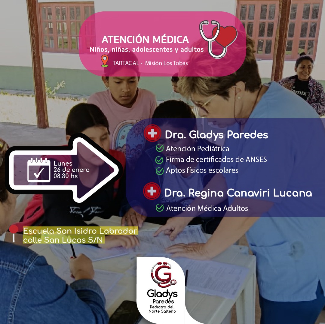 🗓ESTE LUNES EN MISIÓN LOS TOBAS🩺
👉Con Regina Canaviri Lucana 
#Aguaray #Salud #infancias #derechos #salta #norte 
👇