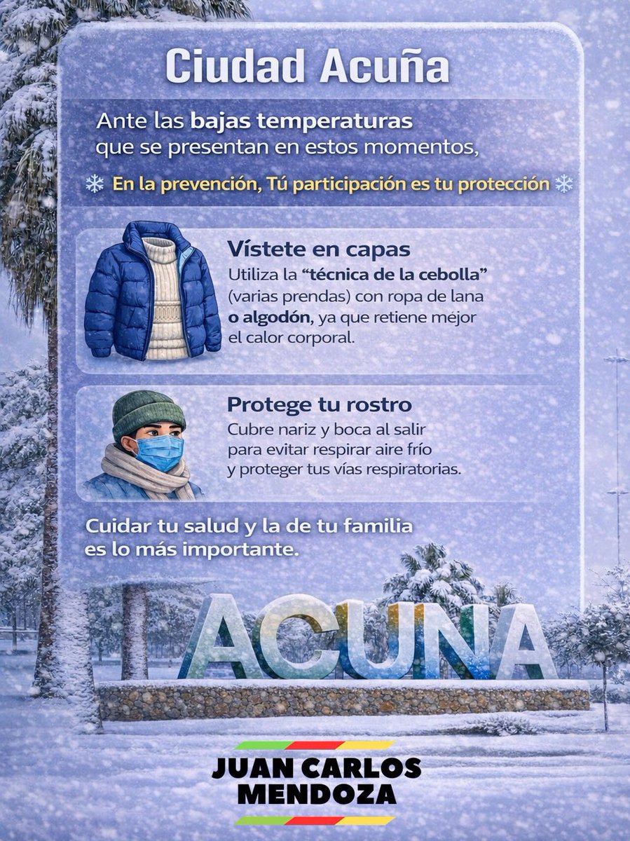 En la prevención, tu participación es tu protección.

Cuidémonos del frío!!!

#Acuña