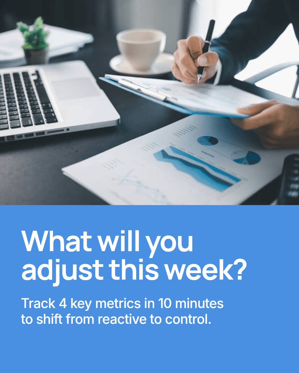 Weekly scorecards: 10 minutes, 4 metrics, 1 question.

Track pipeline vs invoiced, weeks of cash, AR days, margin %. Then ask: What do we adjust this week?

Move from reactive to in control.

Book a free CFO Pulse call.