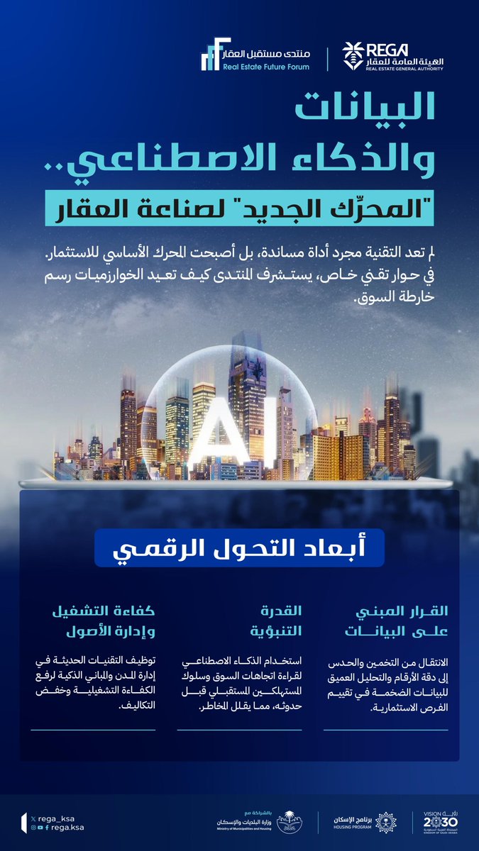 REGA_KSA's tweet photo. في #منتدى_مستقبل_العقار نستكشف أحدث حلول الابتكار التي تنقل القطاع من الطرق التقليدية إلى عصر الرقمنة الكاملة. https://t.co/rsXOiZ41X5