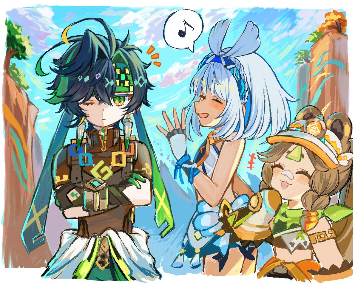 UFCxQ2NzWe70947's tweet image. #GenshinImpact #原神
昨日絵チャで描いてたナタ御三家～！
軽い気持ちで描いてたのに、気づいたらかなり描き込んでしまった…