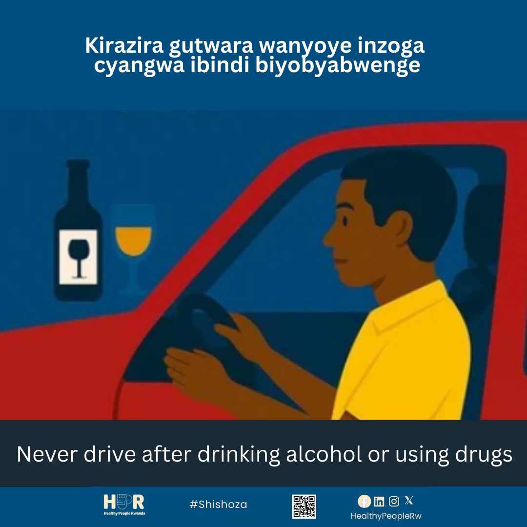 HealthyPeopleRw's tweet photo. Ni weekend, ishimire ubuzima, useke, wizihirwe. Ariko ntunywe inzoga ngo utware.

**

It’s the weekend, have fun, laugh, celebrate. Just don’t drink and drive. Your life is worth more than a ride.

#shishoza #hpr #roadsafety https://t.co/IWbN7uNW6g