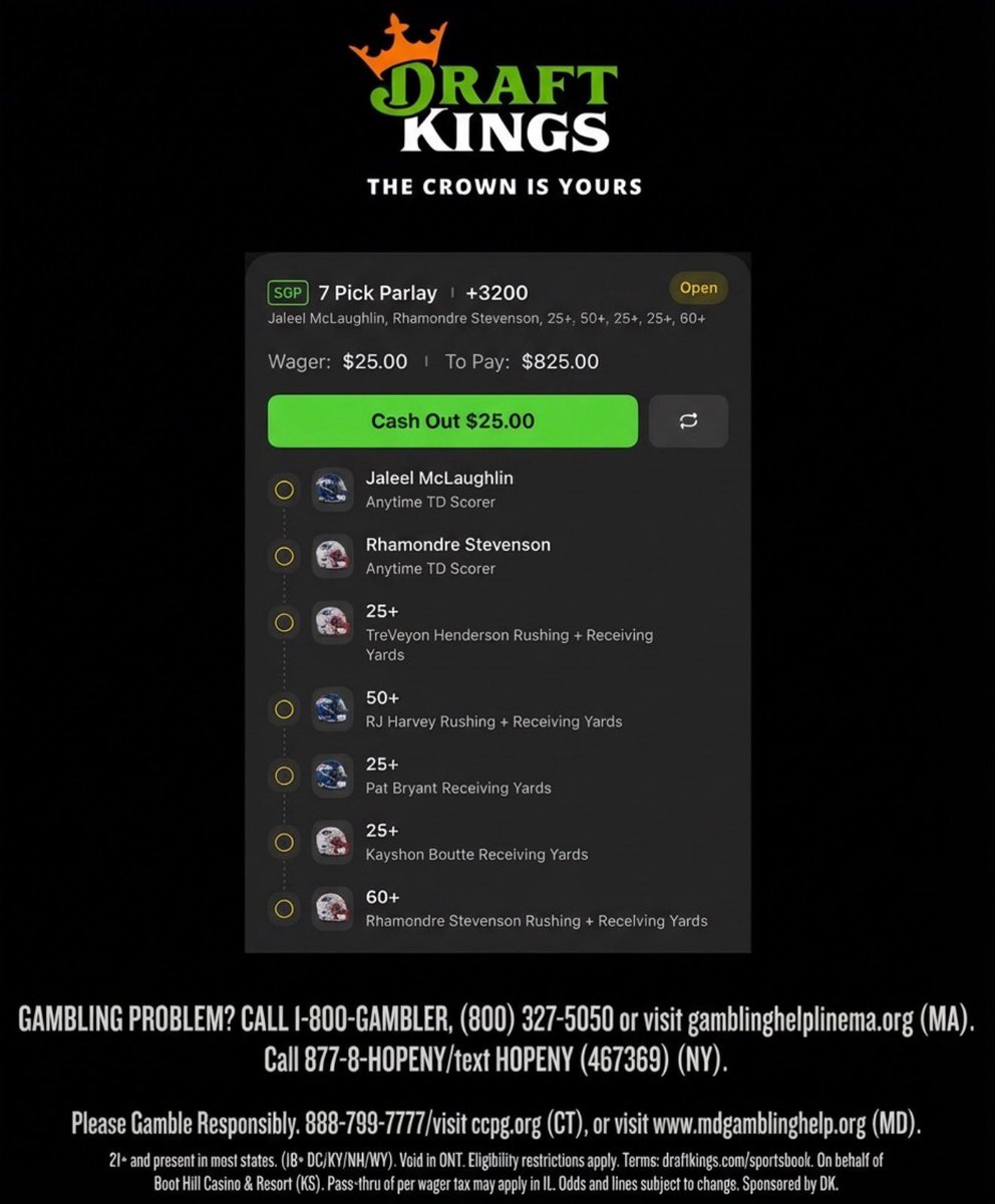 SGP THIS WILL BE A GIVEAWAY ALL YOU HAVE TO DO IS REPOST LIKE AND WHEN WE SMACK I WILL GIVE 2 PEOPLE $100 EACH #PatsNation #BroncosCountry 

🔗 gambly.com/share-bet/lO3i…